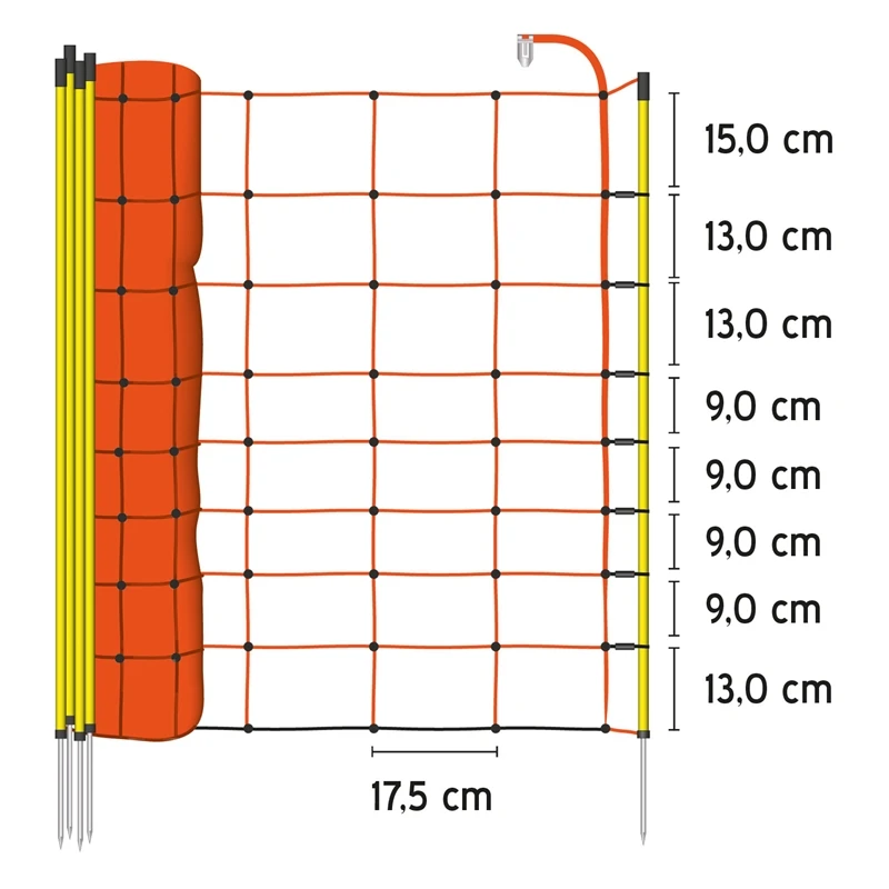 50m VOSS.farming Elektrozaun-Netz, Schafzaun, Schafnetz, 90cm, 1 Spitze, Orange Litze 4 50m VOSS.farming Elektrozaun-Netz, Schafzaun, Schafnetz, 90cm, 1 Spitze, Orange Litze – Bild 2