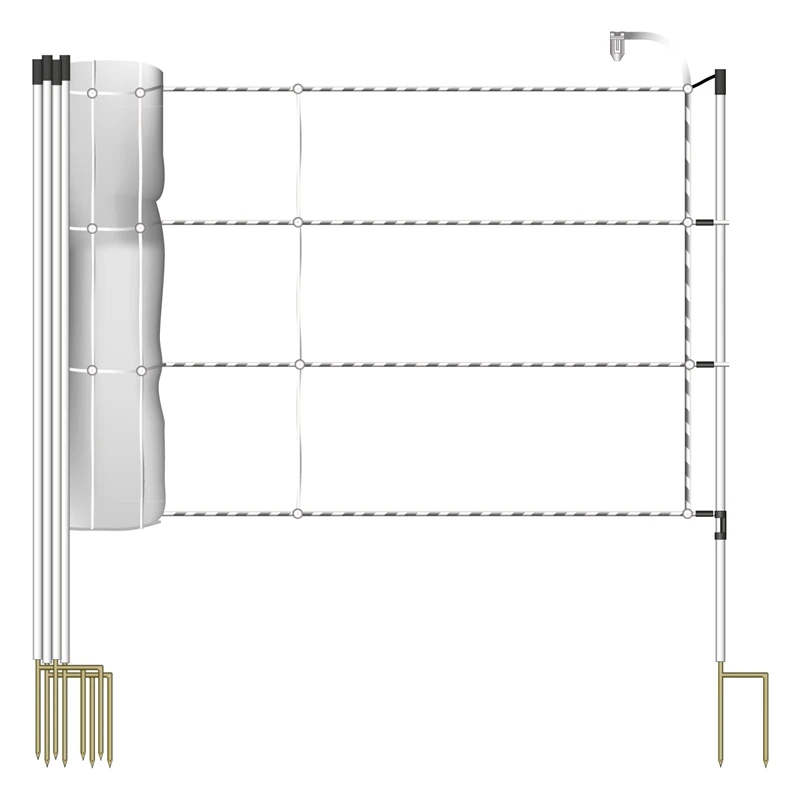 30,5 M VOSS.farming Pferdenetz 120 Cm, 3x0,2 Niro, Jumbo Standpfähle 2 Spitzen, Weiß 3 30,5 M VOSS.farming Pferdenetz 120 Cm, 3x0,2 Niro, Jumbo Standpfähle 2 Spitzen, Weiß