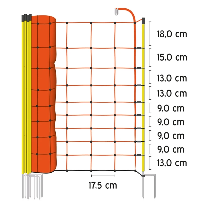 50m VOSS.farming Elektrozaun-Netz, 108cm, 2 Spitzen, Gelbe Pfähle 4 50m VOSS.farming Elektrozaun-Netz, 108cm, 2 Spitzen, Gelbe Pfähle – Bild 2