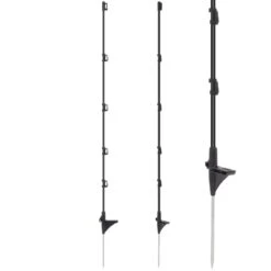 10x VOSS.farming Fiberglaspfähle, Schwarz, 110cm, 4x Isolator + Spezialtritt
