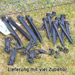 VOSS.farming Classic 20m Begrenzungszaun, Campingzaun, Schutznetz, 80cm, 12 Pfähle, Ohne Strom -Optimal Ranchzaun Geschäft 27810 Universal Begrenungszaun 20m mit viel Zubehoer