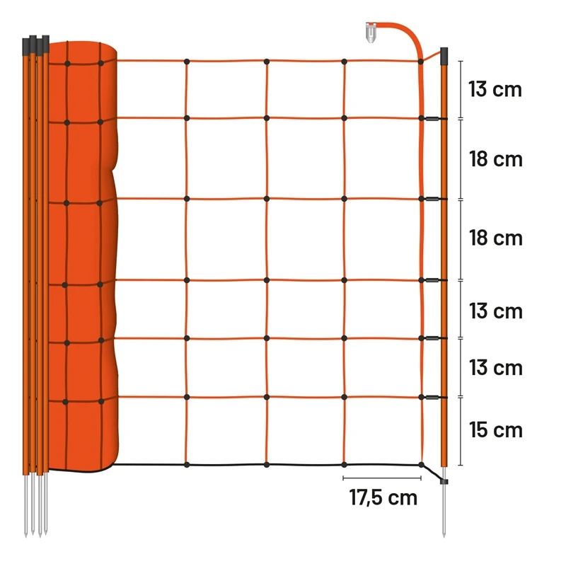 50m VOSS.farming BASIC Elektrozaun-Netz, Schafzaun, Schafnetz, 90cm, 1 Spitze, Orange 4 50m VOSS.farming BASIC Elektrozaun-Netz, Schafzaun, Schafnetz, 90cm, 1 Spitze, Orange – Bild 2
