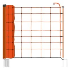 50m VOSS.farming BASIC Elektrozaun-Netz, Schafzaun, Schafnetz, 108cm, 2 Spitzen, Orange