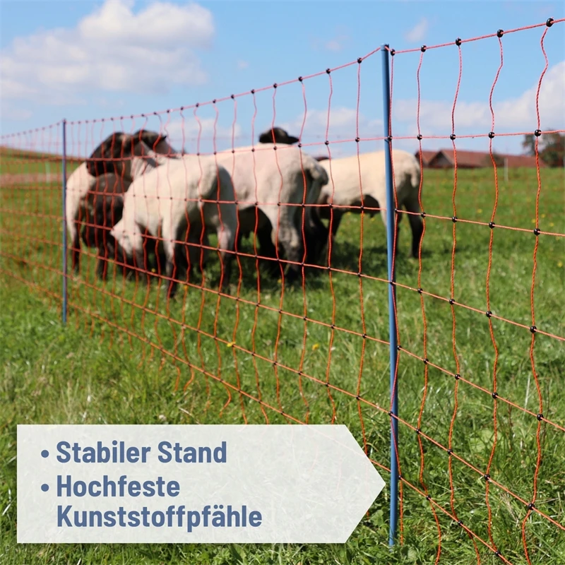 AKO OviNet Premium 50m Schafnetz, Schafzaun, 90cm, 14 Verstärkte Pfähle, 1 Spitze, Orange 5 AKO OviNet Premium 50m Schafnetz, Schafzaun, 90cm, 14 Verstärkte Pfähle, 1 Spitze, Orange – Bild 3