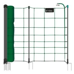 VOSS.farming FarmNET+ 25m Schafnetz, Ziegennetz, Elektronetz, 90cm, 11 Pfähle, 2 Spitzen, Grün