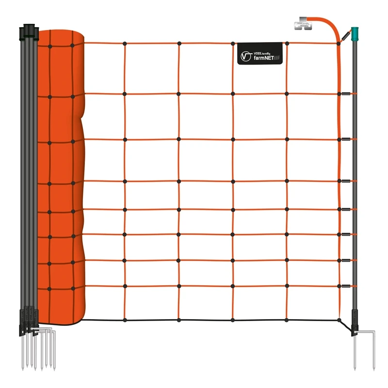 VOSS.farming FarmNET 50m Schafzaun, Ziegennetz, Elektronetz, 108cm, 14 Pfähle, 2 Spitzen, Orange 3 VOSS.farming FarmNET 50m Schafzaun, Ziegennetz, Elektronetz, 108cm, 14 Pfähle, 2 Spitzen, Orange