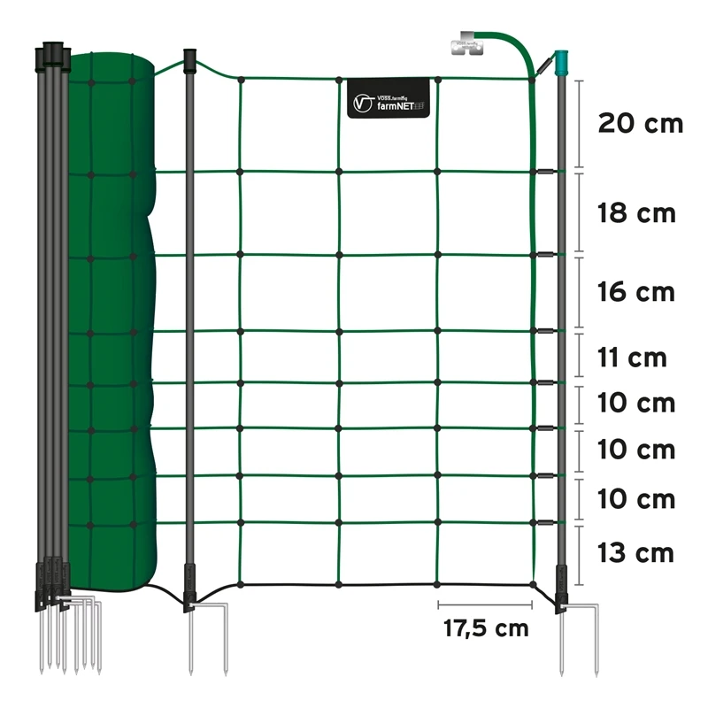 VOSS.farming FarmNET+ 50m Schafnetz, Ziegennetz, Elektronetz, 108cm, 20 Pfähle, 2 Spitzen, Grün 5 VOSS.farming FarmNET+ 50m Schafnetz, Ziegennetz, Elektronetz, 108cm, 20 Pfähle, 2 Spitzen, Grün – Bild 3