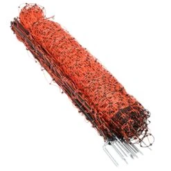 VOSS.farming Classic 25m Hühnerzaun, Geflügelzaun, Geflügelnetz, 112cm, 9 Pfähle, 2 Spitzen -Optimal Ranchzaun Geschäft 29451 VOSS.farming farmNET Gefluegelnetz Huetenetz 112cm 25m orange