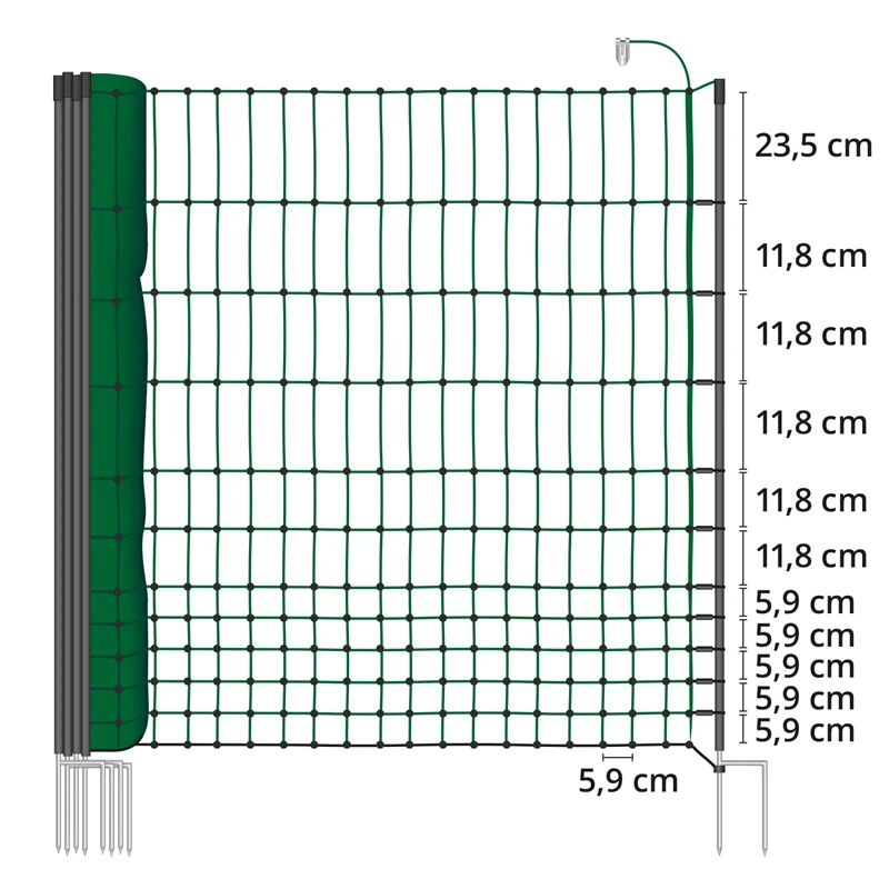 VOSS.farming Classic 15m Hühnerzaun, Geflügelzaun, Geflügelnetz, 112cm, 6 Pfähle, 2 Spitzen, Grün 4 VOSS.farming Classic 15m Hühnerzaun, Geflügelzaun, Geflügelnetz, 112cm, 6 Pfähle, 2 Spitzen, Grün – Bild 2
