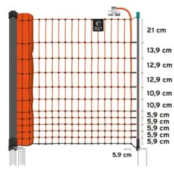 VOSS.farming FarmNET 25m Hühnernetz, Geflügelnetz, 112cm, 9 Pfähle, 2 Spitzen, Orange -Optimal Ranchzaun Geschäft 29472 voss.farming farmnet gefluegel netz huehnernetz 25m 112cm orange