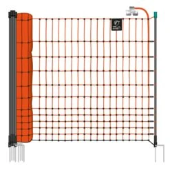 VOSS.farming FarmNET 25m Hühnernetz, Geflügelnetz, 112cm, 9 Pfähle, 2 Spitzen, Orange