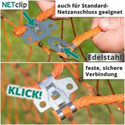 VOSS.farming FarmNET 25m Hühnernetz, Geflügelnetz, 112cm, 9 Pfähle, 2 Spitzen, Orange -Optimal Ranchzaun Geschäft 29476 netclip anschuss mit standard netzen kombinierbar 12 neu