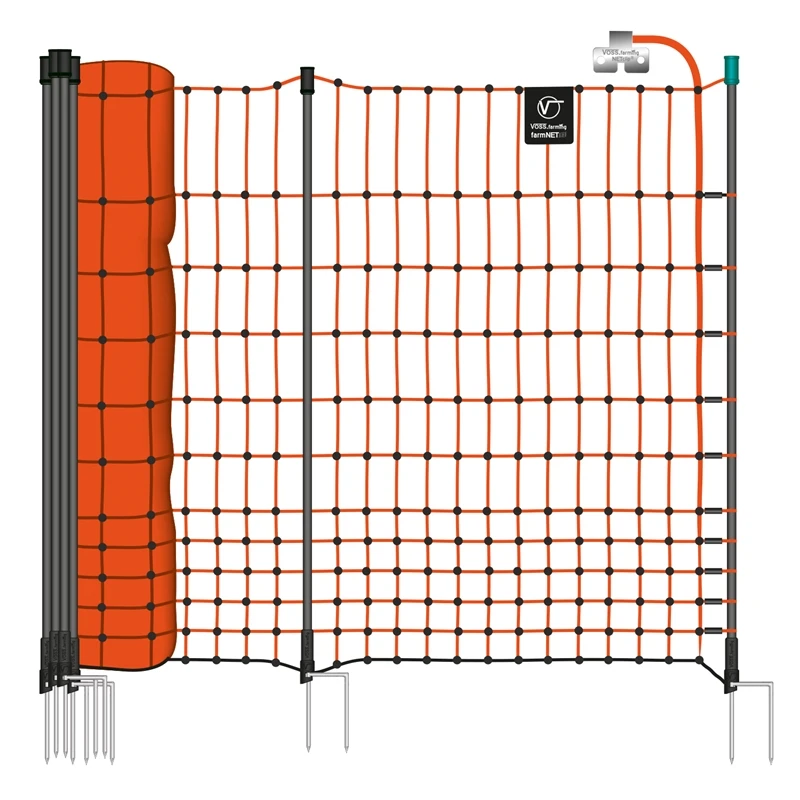 VOSS.farming FarmNET+ 50m Hühnernetz, Geflügelnetz, 112cm, 20 Pfähle, 2 Spitzen, Orange 3 VOSS.farming FarmNET+ 50m Hühnernetz, Geflügelnetz, 112cm, 20 Pfähle, 2 Spitzen, Orange