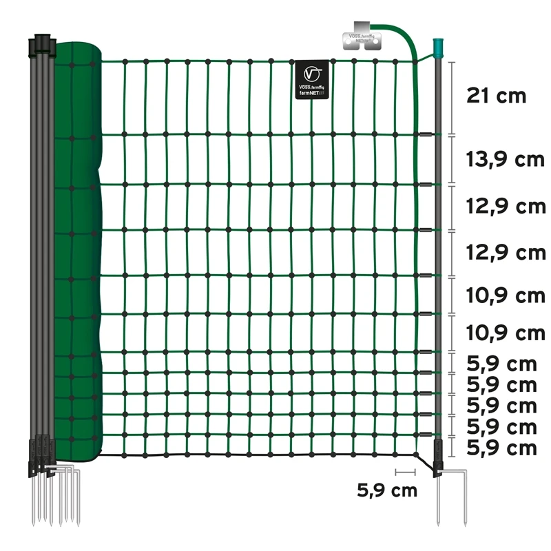 VOSS.farming FarmNET 15m Hühnerzaun, Geflügelnetz, 112cm, 6 Pfähle, 2 Spitzen, Grün 5 VOSS.farming FarmNET 15m Hühnerzaun, Geflügelnetz, 112cm, 6 Pfähle, 2 Spitzen, Grün – Bild 3