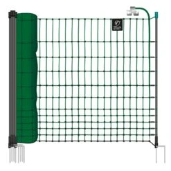 VOSS.farming FarmNET 50m Hühnerzaun, Geflügelnetz, 112cm, 16 Pfähle, 2 Spitzen, Grün