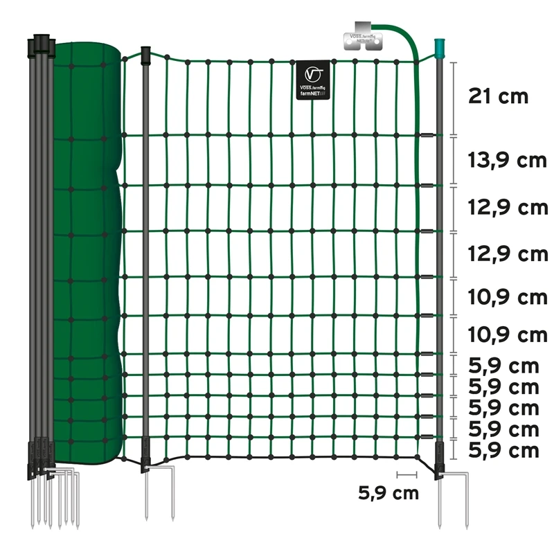 VOSS.farming FarmNET+ 50m Hühnerzaun, Geflügelnetz, 112cm, 20 Pfähle, 2 Spitzen, Grün 5 VOSS.farming FarmNET+ 50m Hühnerzaun, Geflügelnetz, 112cm, 20 Pfähle, 2 Spitzen, Grün – Bild 3