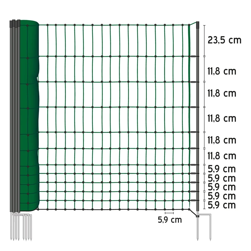 50m VOSS.farming BASIC Hühnerzaun, Geflügelnetz, 112cm, 2 Spitzen, Grün, Ohne Strom 4 50m VOSS.farming BASIC Hühnerzaun, Geflügelnetz, 112cm, 2 Spitzen, Grün, Ohne Strom – Bild 2