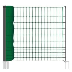 VOSS.farming Classic 50m Hühnerzaun, Geflügelzaun/-netz, 112cm, 16 Pfähle, 2 Spitzen, Ohne Strom