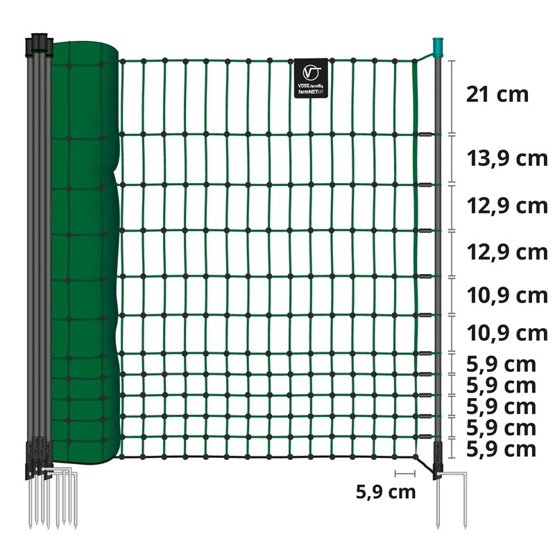 VOSS.farming FarmNET 50m Hühnerzaun, Geflügelnetz, 112cm, 16 Pfähle, 2 Spitzen, Grün, Ohne Strom 5 VOSS.farming FarmNET 50m Hühnerzaun, Geflügelnetz, 112cm, 16 Pfähle, 2 Spitzen, Grün, Ohne Strom – Bild 3