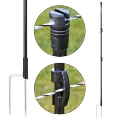 10x VOSS.farming Fiberglaspfahl, 125cm, Ø 13mm, Rund, 2 Spitzen, Schwarz