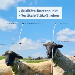 AKO TitanNet Premium Vario 50m Schafnetz, Wolfsabwehr, 122cm, 14 Verst. Pfähle, 2 Spitz, Weiß-blau -Optimal Ranchzaun Geschäft 30010 04 vielseitiges wolfsabwehrnetz mit patentierten premium pfaehlen