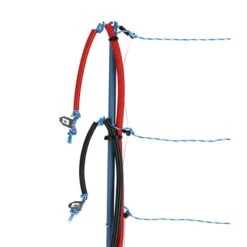 AKO TitanNet Premium Vario 50m Schafnetz, Wolfsabwehr, 122cm, 14 Verst. Pfähle, 2 Spitz, Weiß-blau -Optimal Ranchzaun Geschäft 30010 05 mit plus minus anschluss fuer sicherheit und tierabwehr