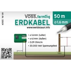 50m Hochspannungs-Zaun U. Erdkabel 1,6mm 9 50m Hochspannungs-Zaun U. Erdkabel 1,6mm -Optimal Ranchzaun Geschäft 32604 1