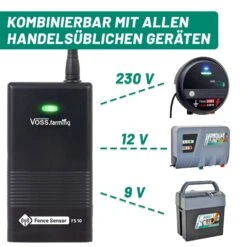 VOSS.farming Weidezaun-Überwachung Komplettset - Für 2 Zäune: FM 10 + 2x Sensor -Optimal Ranchzaun Geschäft 41700 05 voss farming fence sensor fuer handelsuebliche weidezaungeraete geeignet 4