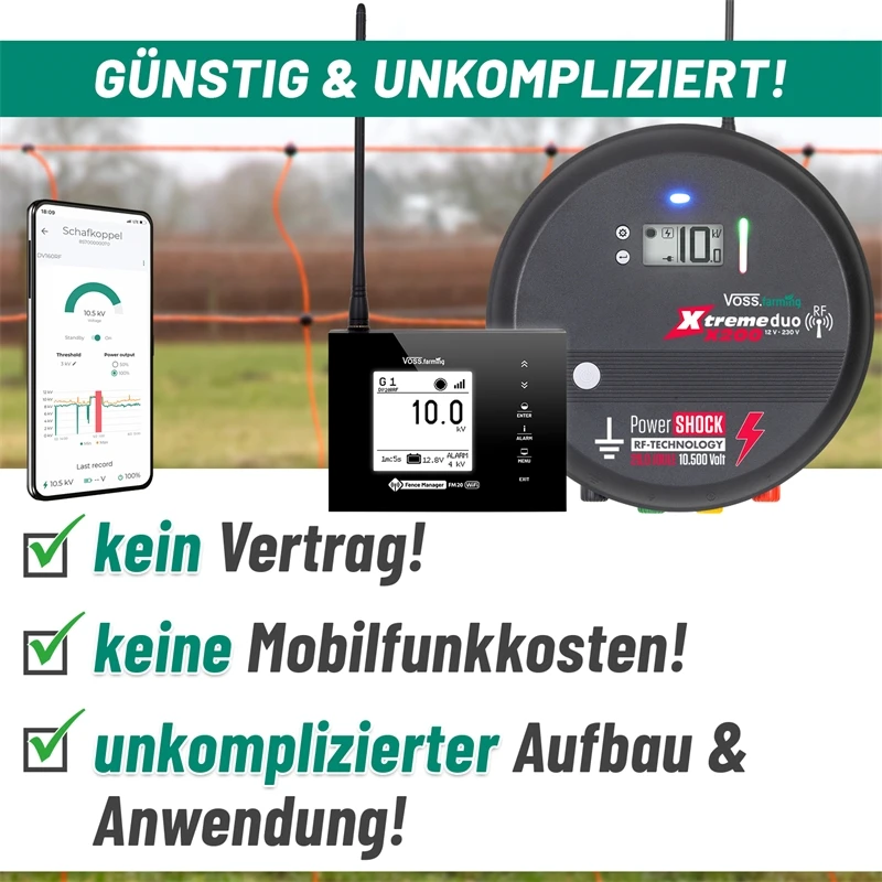 VOSS.farming Set: Profi-Weidezaungerät+Smartphone Fernsteuereinheit - Xtreme Duo X200 RF+FM 20 WiFi 5 VOSS.farming Set: Profi-Weidezaungerät+Smartphone Fernsteuereinheit - Xtreme Duo X200 RF+FM 20 WiFi – Bild 3