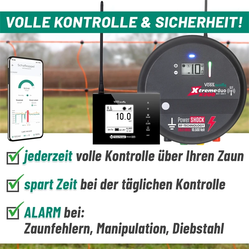 VOSS.farming Set: Profi-Weidezaungerät+Smartphone Fernsteuereinheit - Xtreme Duo X200 RF+FM 20 WiFi 4 VOSS.farming Set: Profi-Weidezaungerät+Smartphone Fernsteuereinheit - Xtreme Duo X200 RF+FM 20 WiFi – Bild 2