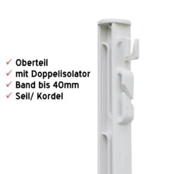60x VOSS.farming Weidezaunpfähle, Kunststoff, 150 Cm, 14 Ösen, Weiß -Optimal Ranchzaun Geschäft 42159.60 vollisolierter Kunststoffpfahl mit doppeltritt Weidezaunpfahl
