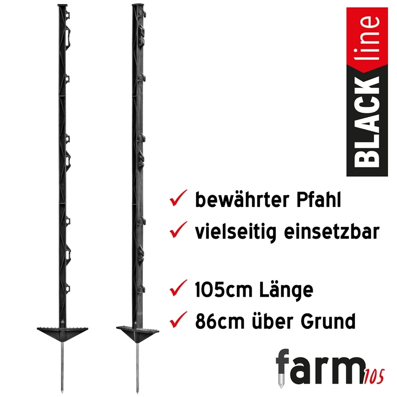 60x VOSS.farming "farm 105" Weidezaunpfahl 105cm, Schwarz, AKTION! 4 60x VOSS.farming "farm 105" Weidezaunpfahl 105cm, Schwarz, AKTION! – Bild 2