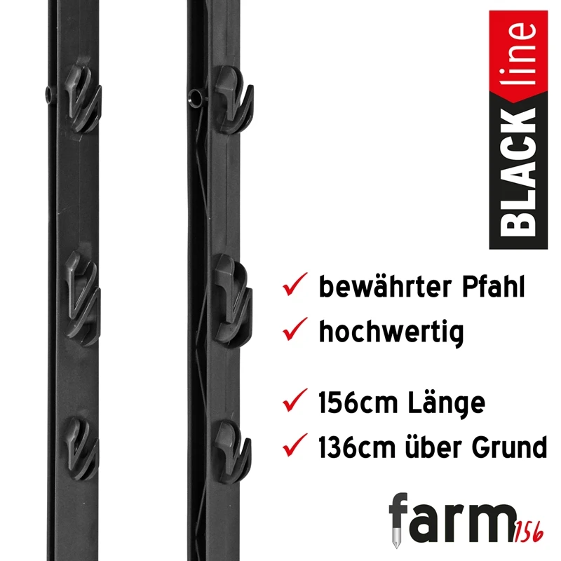40x VOSS.farming "farm 156" Weidezaunpfahl 156cm, Schwarz, AKTION! 4 40x VOSS.farming "farm 156" Weidezaunpfahl 156cm, Schwarz, AKTION! – Bild 2