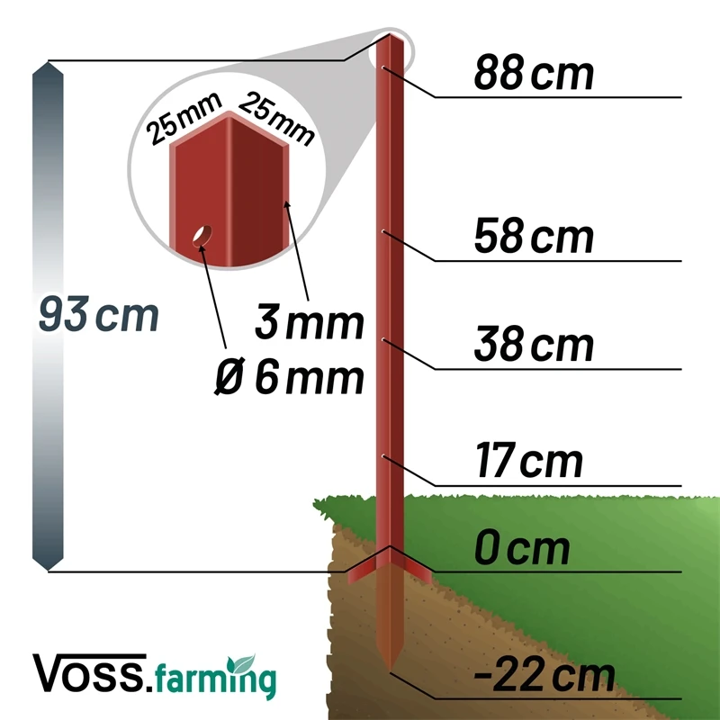10x VOSS.farming Winkelstahlpfahl 115cm, 3mm, 4x Bohrungen, Mit Doppeltritt 4 10x VOSS.farming Winkelstahlpfahl 115cm, 3mm, 4x Bohrungen, Mit Doppeltritt – Bild 2