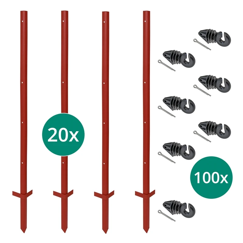 VOSS.farming Set: 20x Winkelstahlpfähle 115cm + 100x Ringisolatoren Mit Splint 4 VOSS.farming Set: 20x Winkelstahlpfähle 115cm + 100x Ringisolatoren Mit Splint – Bild 2