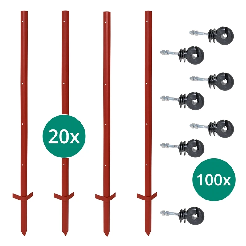VOSS.farming Set: 20x Winkelstahlpfähle 115cm + 100x Ringisolatoren Mit M6 Gewinde 4 VOSS.farming Set: 20x Winkelstahlpfähle 115cm + 100x Ringisolatoren Mit M6 Gewinde – Bild 2