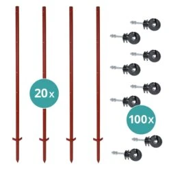VOSS.farming Set: 20x Winkelstahlpfähle 165cm + 100x Ringisolatoren Mit M6 Gewinde -Optimal Ranchzaun Geschäft 42309 1 winkelstahlpfaehle 20 stueck 165cm 100 ringisolatoren m6 gewinde