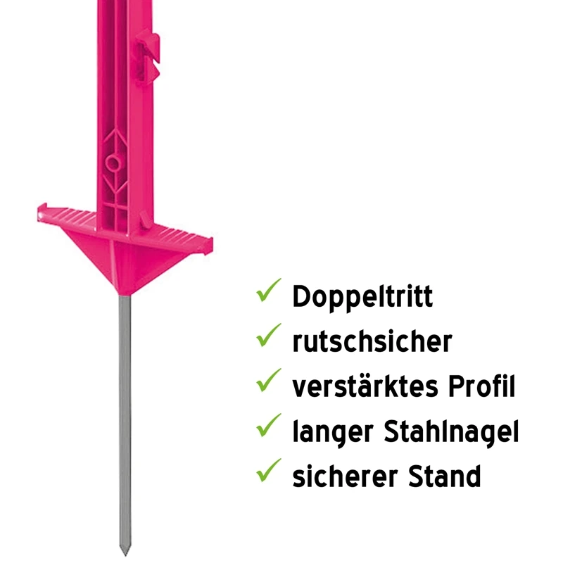 20x VOSS.farming "style" Weidezaunpfähle, 156 Cm, Doppeltritt, Pink 4 20x VOSS.farming "style" Weidezaunpfähle, 156 Cm, Doppeltritt, Pink – Bild 2