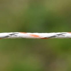 VOSS.farming Weidezaun-Litze BRAID-X 400m, 2 X 0,20 Niro + 1 X 0,25 Kupfer, Weiß/orange -Optimal Ranchzaun Geschäft 42475 VOSS.farming Profiline Elektrozaunlitze BraidX sicherer Weidezaun