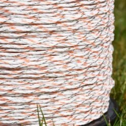 VOSS.farming Weidezaun-Litze BRAID-X 400m, 2 X 0,20 Niro + 1 X 0,25 Kupfer, Weiß/orange -Optimal Ranchzaun Geschäft 42475 VOSS.farming Profiline Weidezaunlitze gepflochtene Litze BraidX