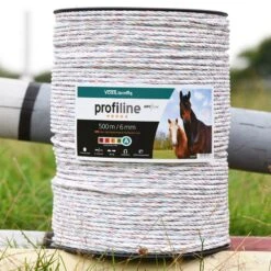 VOSS.farming Weidezaunseil 500m, Ø 6mm, 6x0,25 HPC® Powerleiter, XL-Rolle, Pferdezaun, Weiß -Optimal Ranchzaun Geschäft 42601 VOSS.farming hochwertiges Weidezaunseil 500m HPC