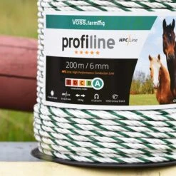 VOSS.farming Elektrozaunseil 200m, Ø 6mm, 6x0,25 HPC® Powerleiter, Top-Qualität, Weiß-grün -Optimal Ranchzaun Geschäft 42602 VOSS.farming HPC Elektroseil Elektro Seil Kordel 200m