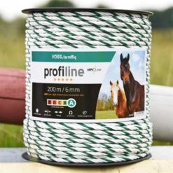 VOSS.farming Elektrozaunseil 200m, Ø 6mm, 6x0,25 HPC® Powerleiter, Top-Qualität, Weiß-grün -Optimal Ranchzaun Geschäft 42602 VOSS.farming HPC Elektroseil Elektrozaunseil 200m weiss gruen