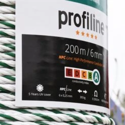 VOSS.farming Elektrozaunseil 200m, Ø 6mm, 6x0,25 HPC® Powerleiter, Top-Qualität, Weiß-grün -Optimal Ranchzaun Geschäft 42602 VOSS.farming HPC Weidezaunseil fuer den Pferdezaun Ponyzaun