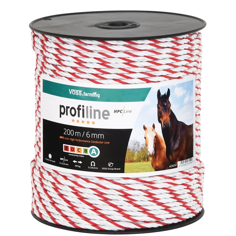 VOSS.farming Weideseil 200m, Ø 6mm, 6x0,25 HPC® Powerleiter, Markenqualität, Weiß-rot 3 VOSS.farming Weideseil 200m, Ø 6mm, 6x0,25 HPC® Powerleiter, Markenqualität, Weiß-rot