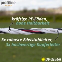 VOSS.farming Weidezaunlitze 1000 M, 3x 0,25 Kupfer + 3x 0,20 Niro, Weiß-schwarz -Optimal Ranchzaun Geschäft 42715 42716 voss farming weidezaunlitze profiline detailbild