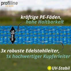 VOSS.farming Weidezaunband Wildabwehr 200m, 10mm, 1x0,25 Kupfer+3x0,20 Niro, Blau -Optimal Ranchzaun Geschäft 42817 voss farming weidezaunlitze wildabwehr blau 200m detailbild