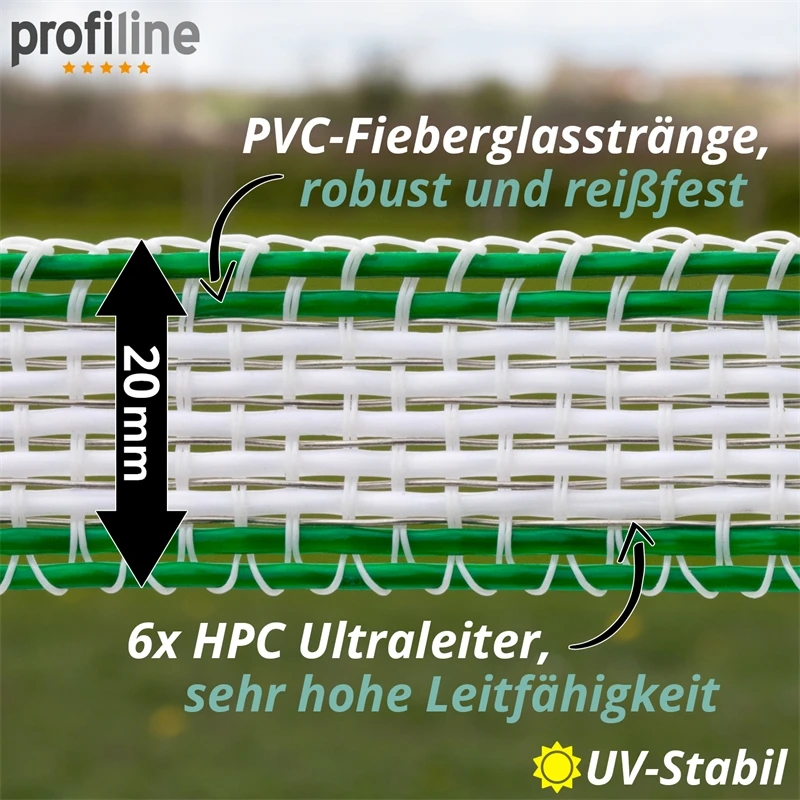 VOSS.farming Weidezaunband 200m, 20mm, 6x0,40 HPC/Ultra, Weiß-grün 6 VOSS.farming Weidezaunband 200m, 20mm, 6x0,40 HPC/Ultra, Weiß-grün – Bild 4