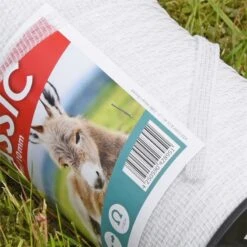 5x Weidezaunband "CLASSIC" 200m, 10mm, 4x0,16 Niro, Weiß (inkl. 5 Verbinder & Warnschild) -Optimal Ranchzaun Geschäft 43470 guenstiges weideband fuer den weidezaun