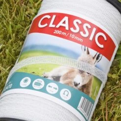 5x Weidezaunband "CLASSIC" 200m, 10mm, 4x0,16 Niro, Weiß (inkl. 5 Verbinder & Warnschild) -Optimal Ranchzaun Geschäft 43470 weideband 10mm fuer den elektrischen weidezaun